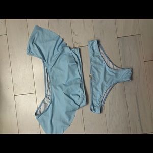 Light Blue off the shoulder bikini set